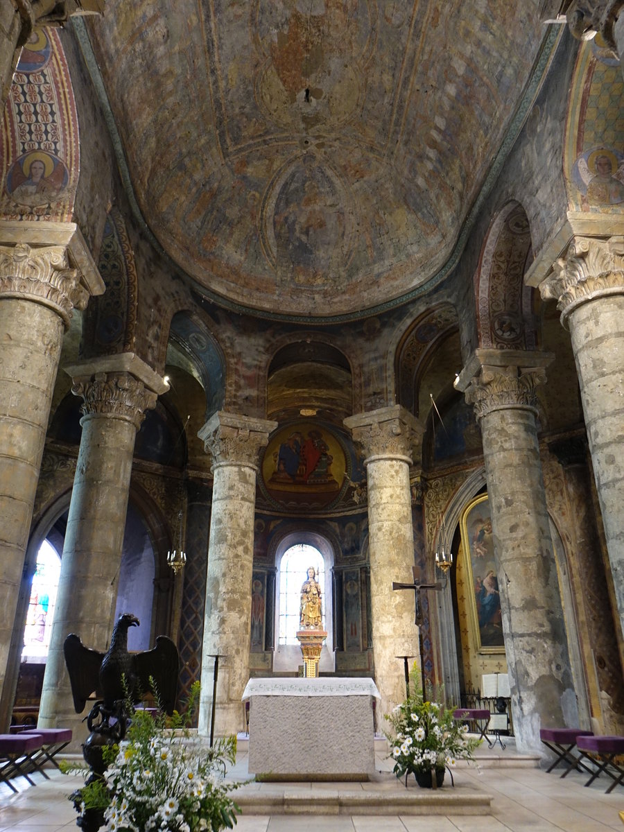 Poitiers, Wandmalereien aus dem 11. Jahrhundert im Chor der Kirche Notre-Dame la Grande (09.07.2017)