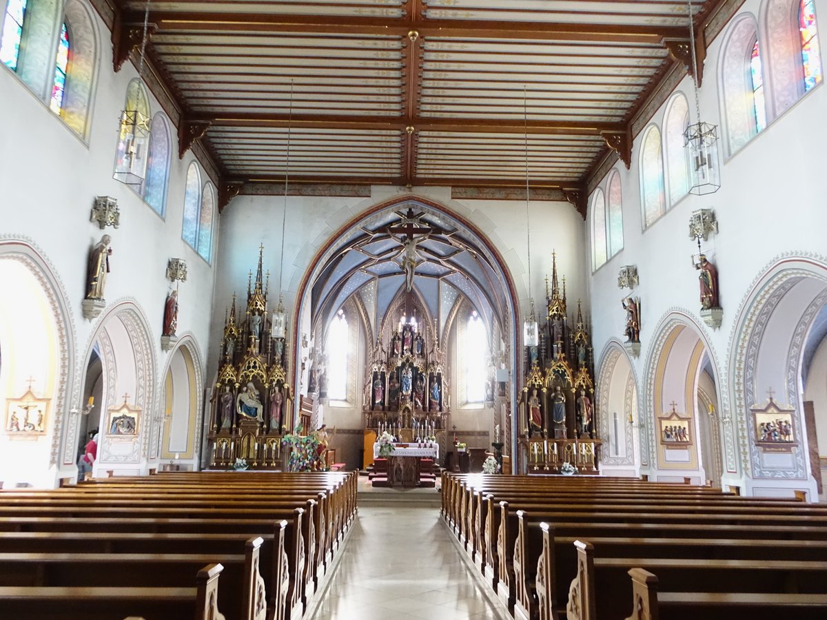 Pondorf, neugotischer Innenraum der Maria Himmelfahrt Kirche (02.06.2017)