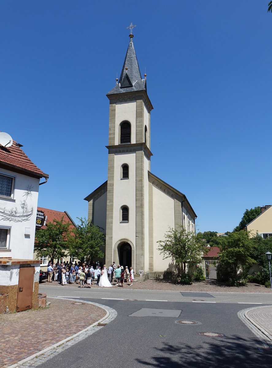 Poppelauer, neuromanische Ev. Auferstehungskirche, erbaut 1836 (07.07.2018)