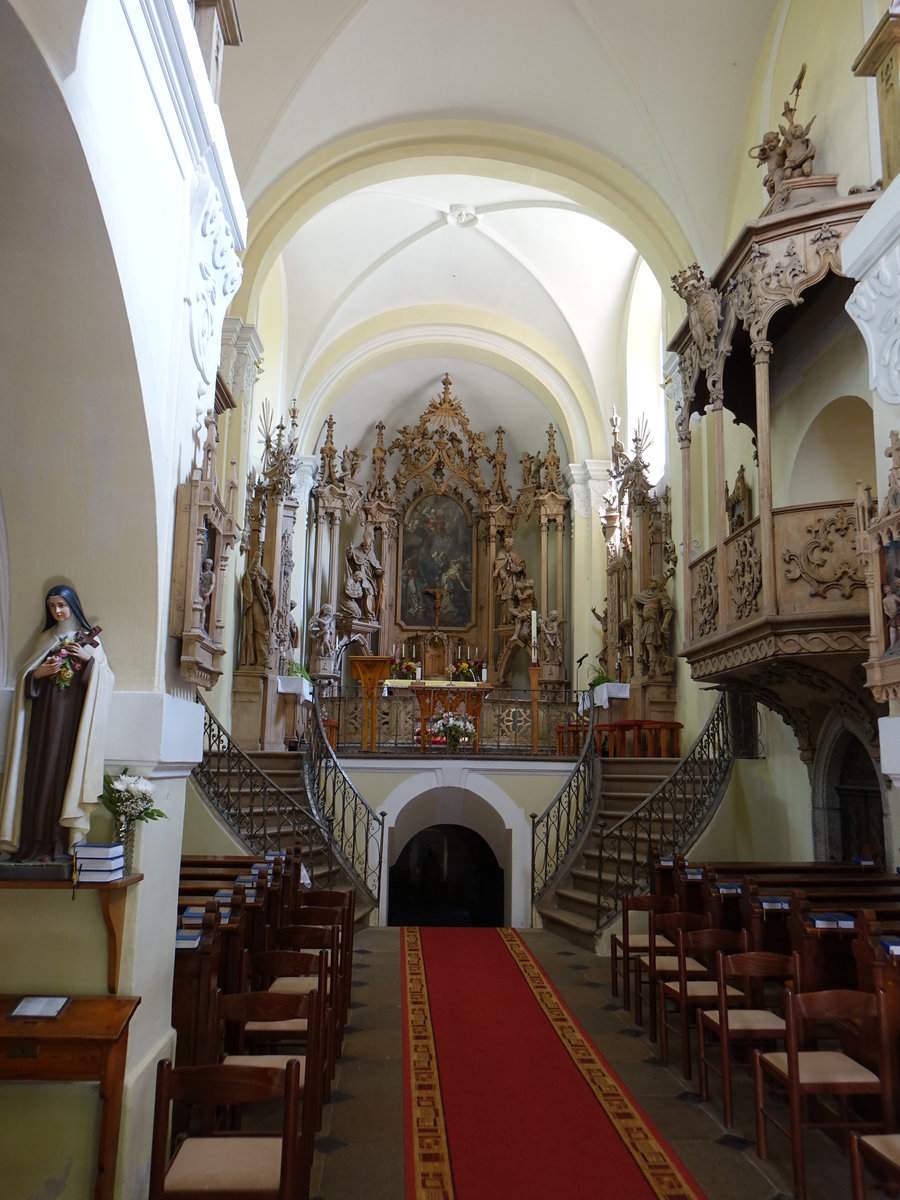 Porici nad Sazavou/ Porschitsch, gotisch barocker Innenraum in der St. Gallus Kirche (01.06.2019) 