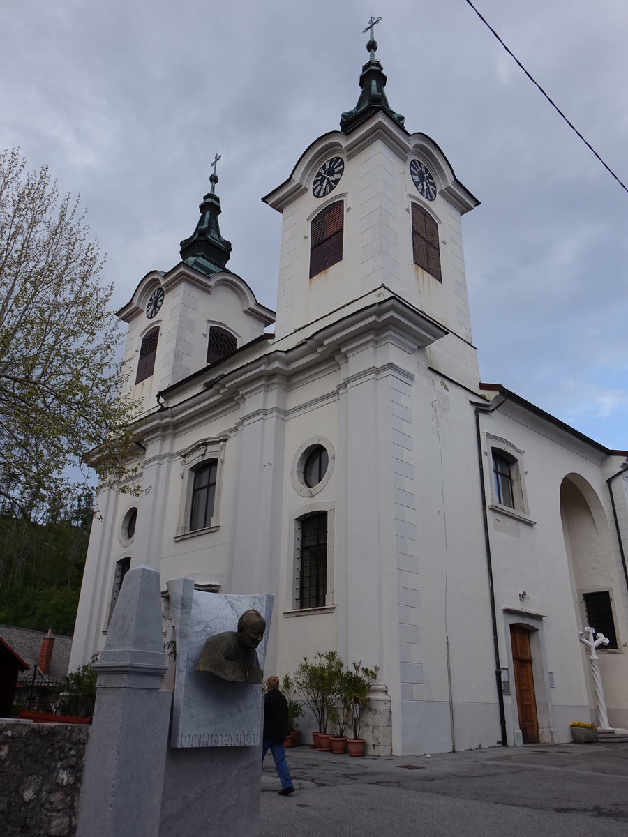 Postojna, sptbarocke St. Stephan Kirche, erbaut bis 1777 (28.04.2017)