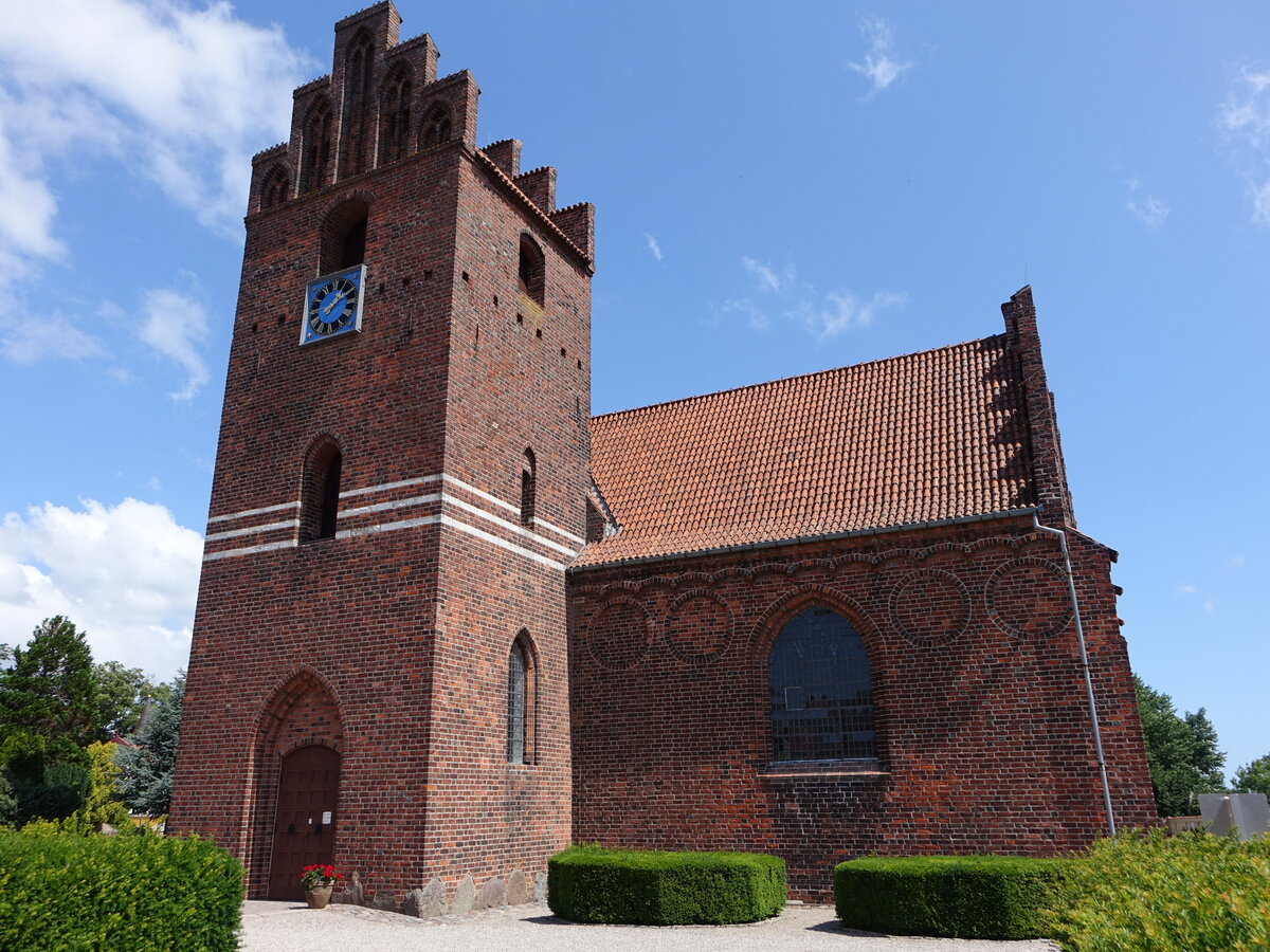 Prst, evangelische Kirche, gotische Kirche aus Backstein, erbaut im 15. Jahrhundert (19.07.2021)