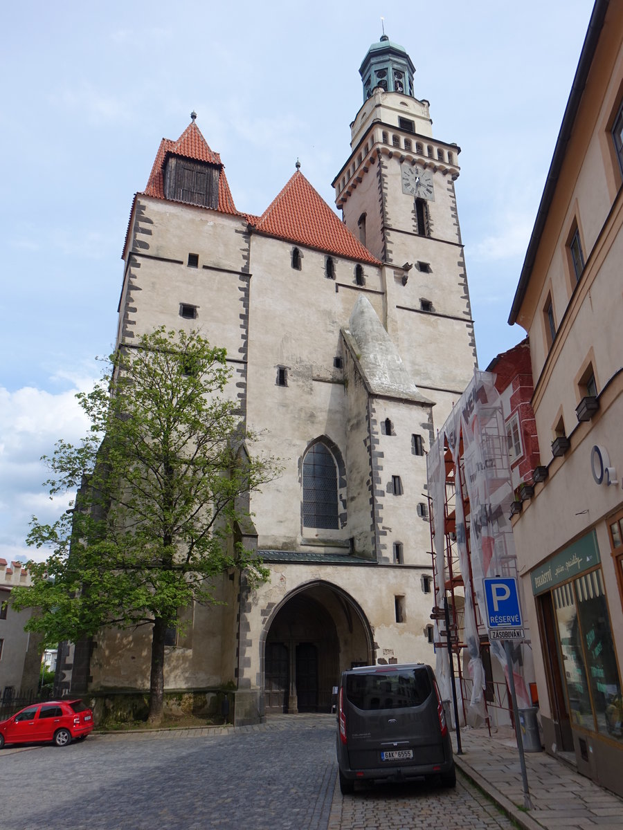 Prachatice, sptgotische Pfarrkirche St. Jakob, erbaut bis 1500 (25.05.2019)