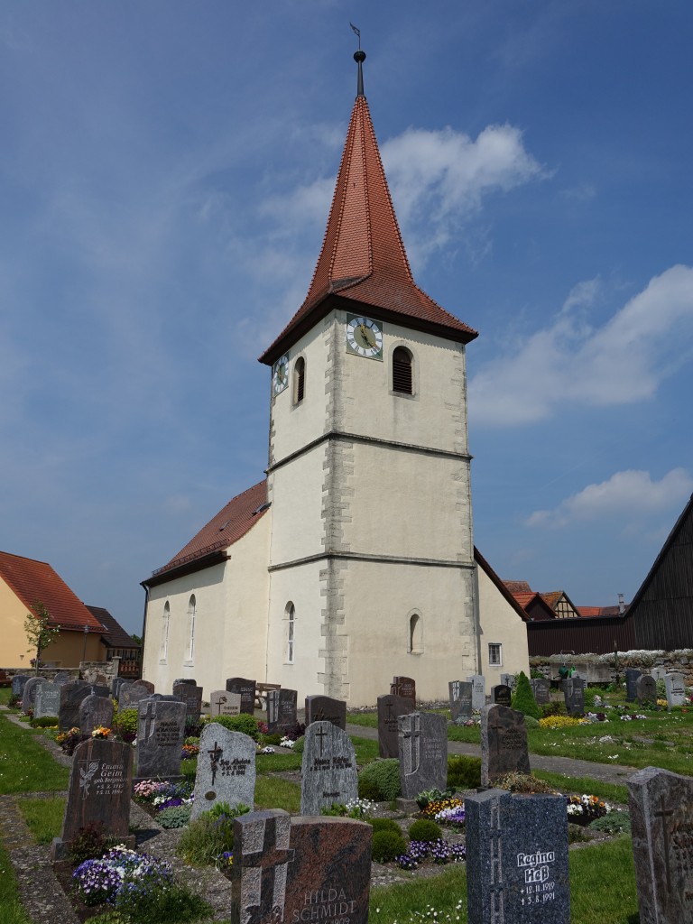Preuntsfelden, Ev. St. Nikolaus, Kirche, Chorturmkirche, erbaut im 13. Jahrhundert (14.05.2015)