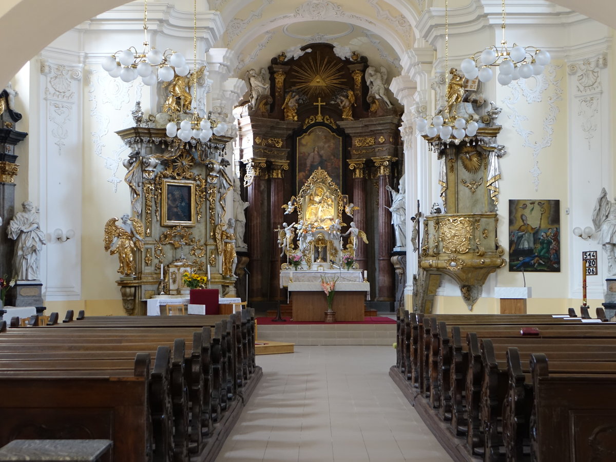 Pribor / Freiberg in Mhren, barocke Altre und Kanzel in der Pfarrkirche St. Valentin (31.08.2019)