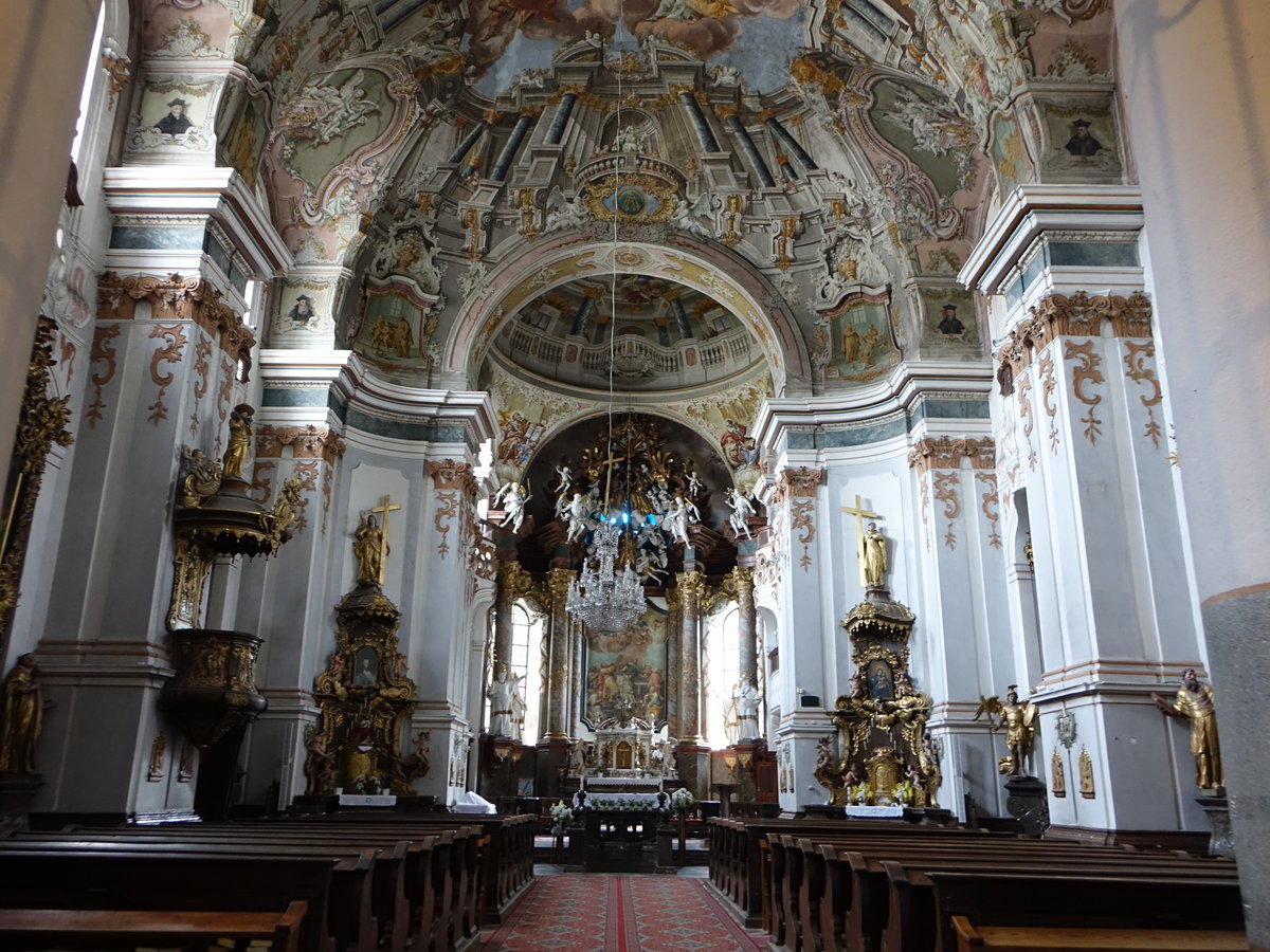 Prievidza / Priwitz, barocker Innenraum der Dreifaltigkeitskirche, Gemlde von J. S. Bopovsky (05.08.2020)