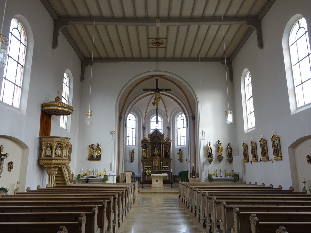 Puchhausen, neuromanischer Innenraum der St. Petrus Kirche (13.11.2016)