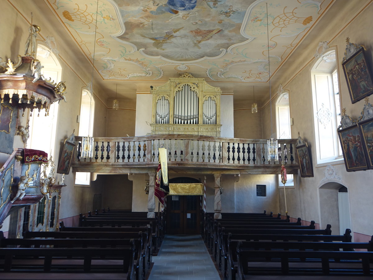 Pusselsheim, Orgelempore in der kath. St. Burkard Kirche (14.10.2018)