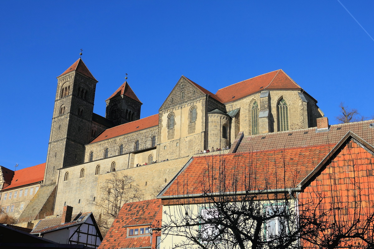 Quedlinburg das Schloss gesehen von der Wassertorstrae  am 3. Dezmber 2016.