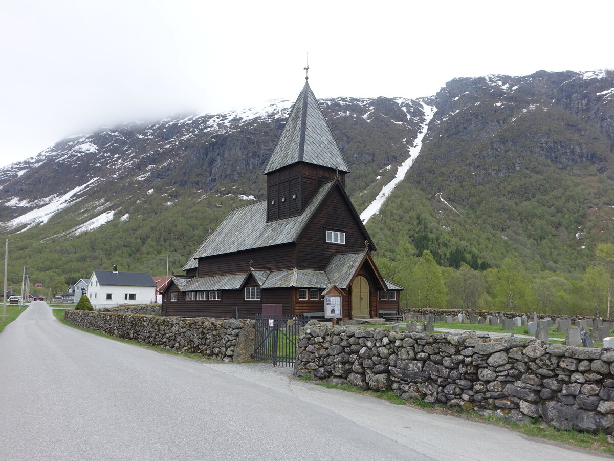 Rldal, evangelische Stabkirche, erbaut um 1250, erweitert 1844 (27.05.2023)