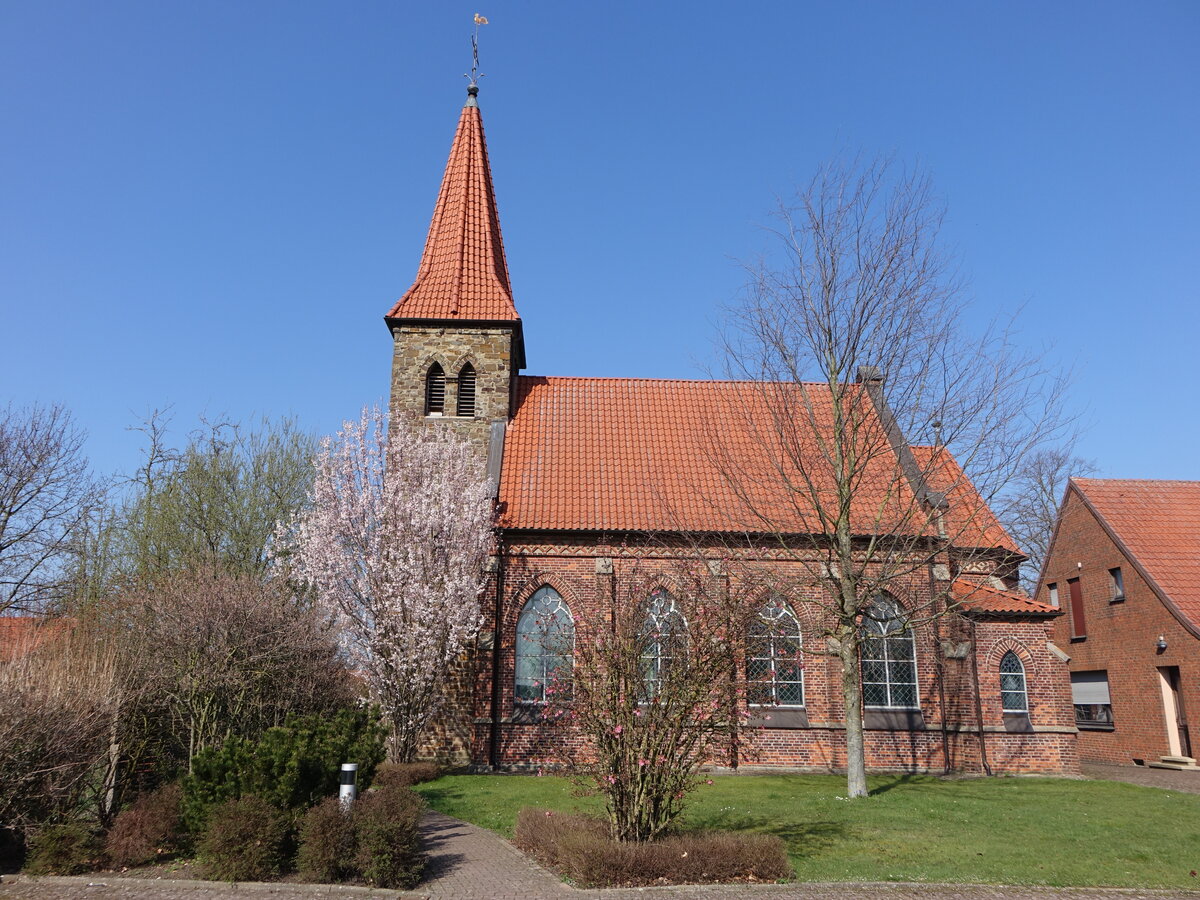Rabber, evangelische Dreieinigkeitskirche, erbaut von 1896 bis 1897 nach Pl�nen des Hildesheimer Architekten Werner S�chtig (22.03.2026)