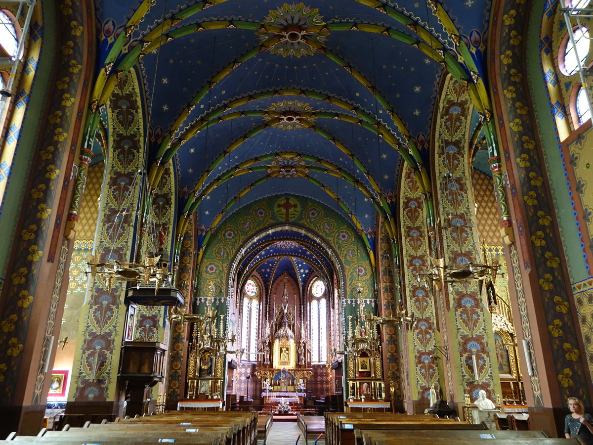 Rabka-Zdroj / Bad Rabka, neugotischer Innenraum von 1902 in der Pfarrkirche St. Maria Magdalena (02.09.2020)