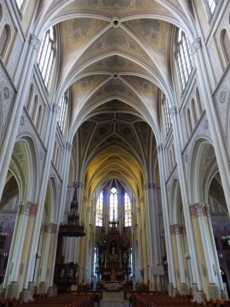 Radom, neugotischer Innenraum der Maria Himmelfahrt Kirche (14.06.2021)