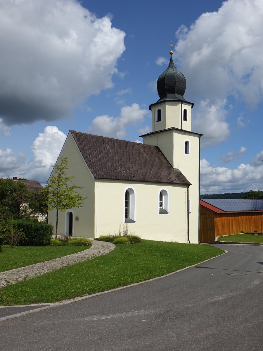 Rammersberg, kath. Filialkirche St. Nikolaus, Saalbau mit Chorturm, erbaut bis 1654 (20.08.2017)