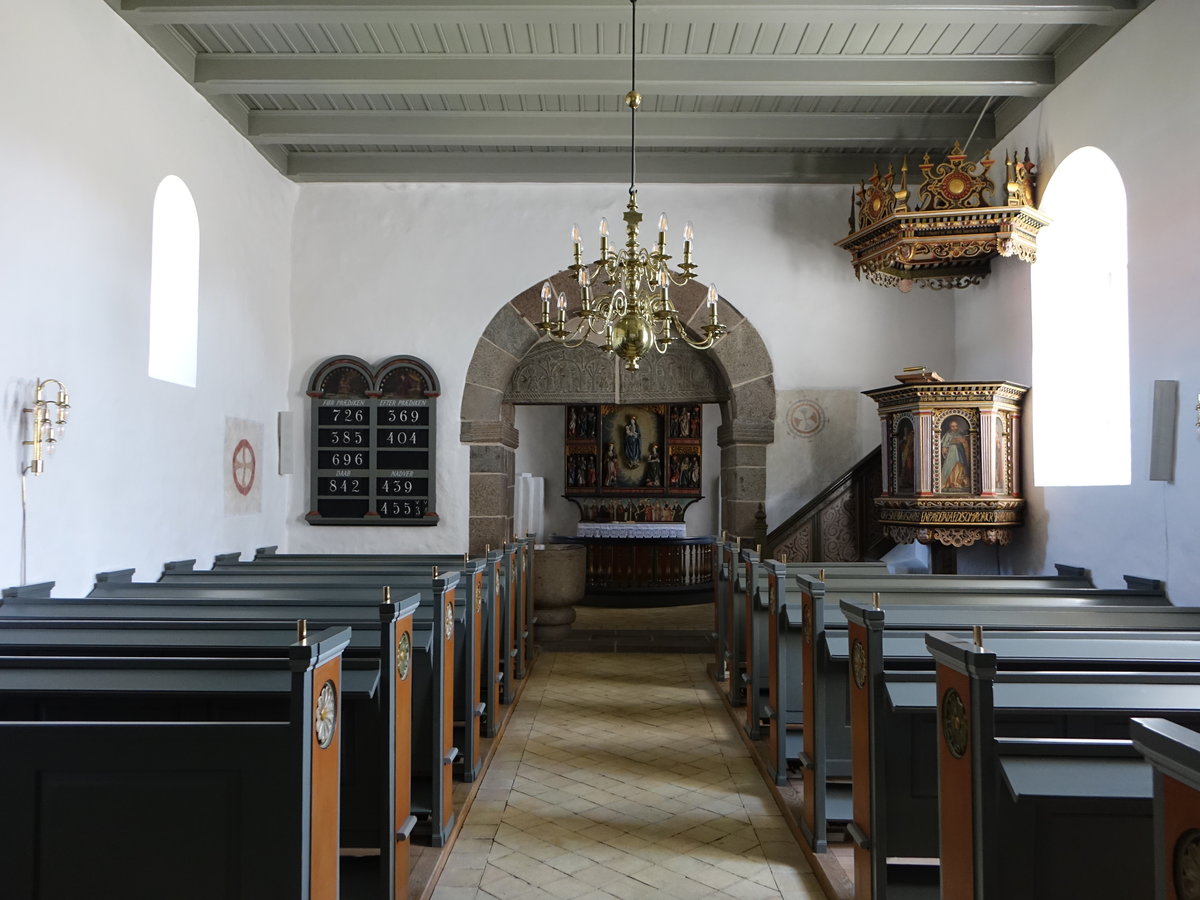 Randlev, romanisches Tympanonrelief im Chorbogen in der Ev. Kirche (24.07.2019)