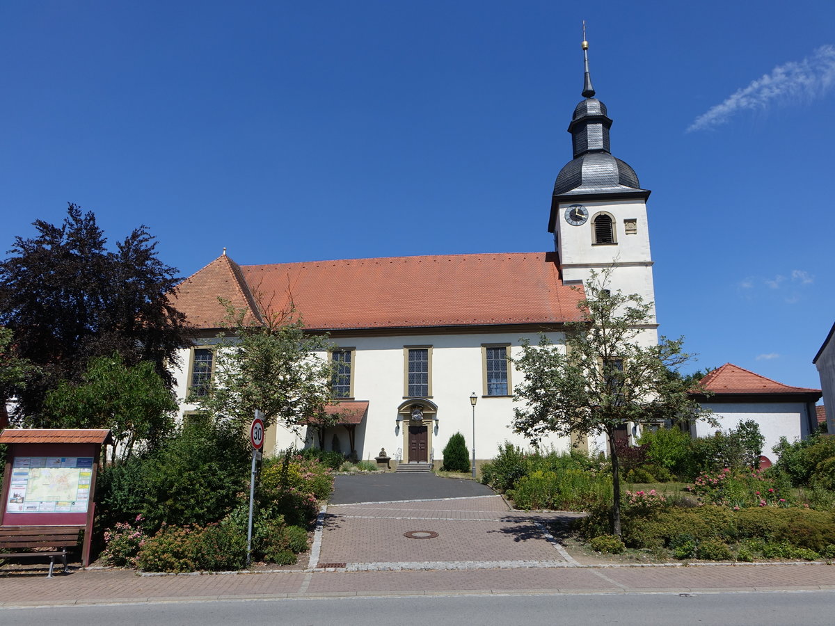 Rannungen, kath. Pfarrkirche St. Bonifatius, erbaut von 1588 bis 1589 durch Julius Echter (07.07.2018)