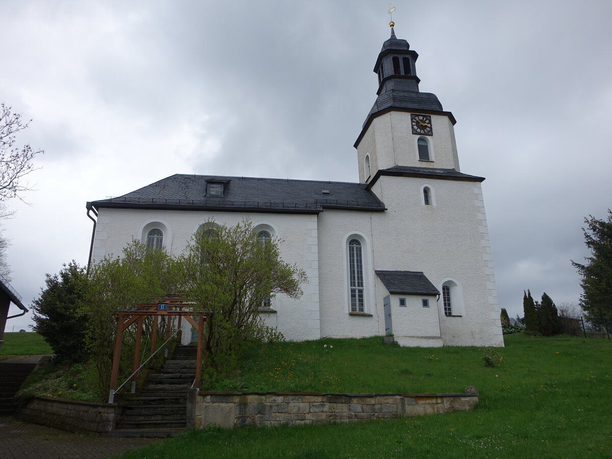 Ranspach, evangelische Kirche, erbaut im 13. Jahrhundert (29.04.2023)