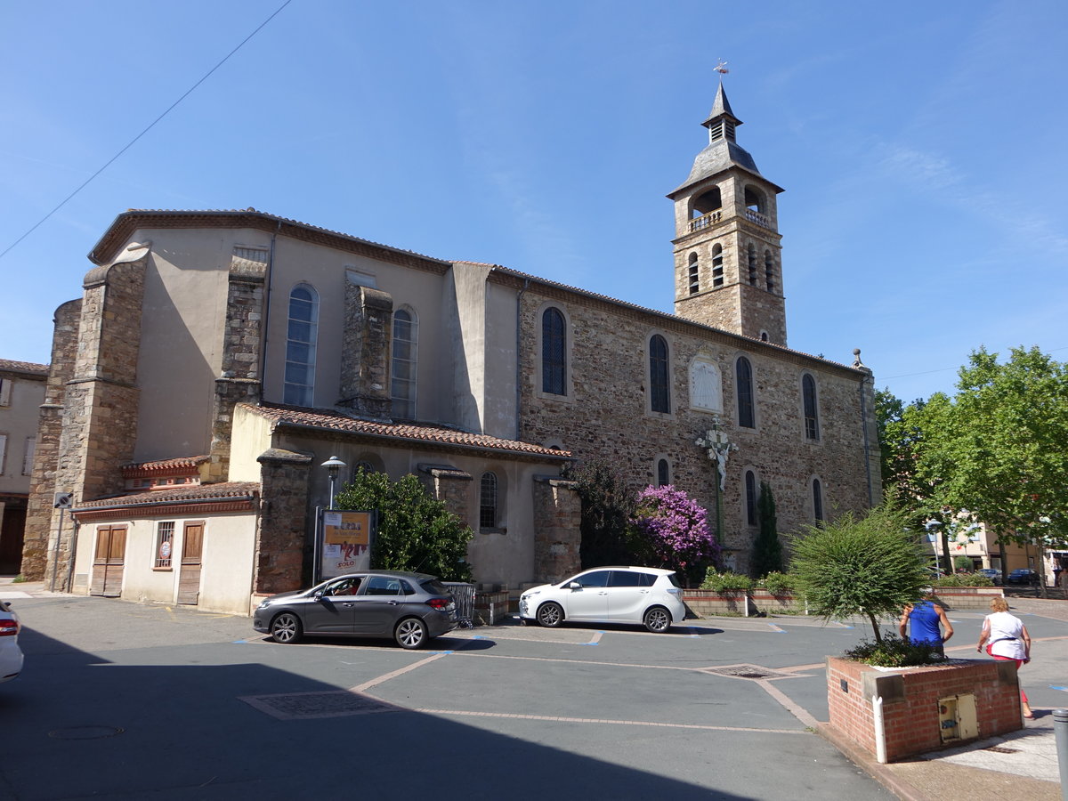 Realmont, Pfarrkirche Notre-Dame de L'Assomption, erbaut im 17. Jahrhundert (30.07.2018)
