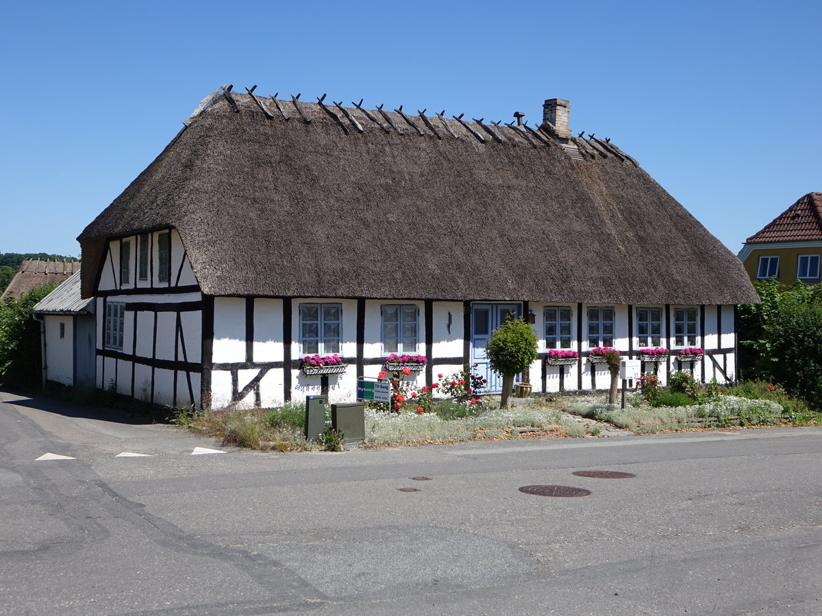 Reetgedecktes Fachwerkhaus in Kng, Insel Fnen (06.06.2018)