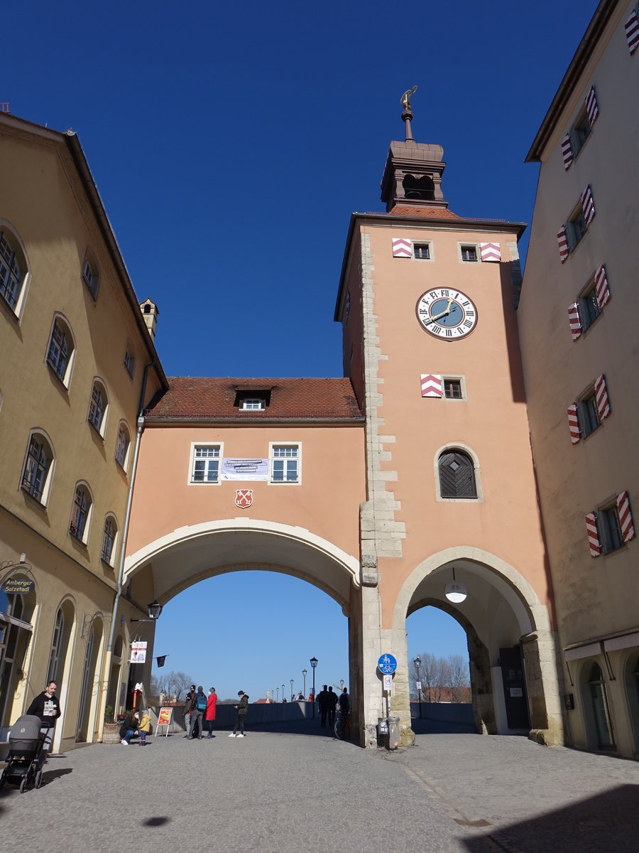 Regensburg, Brckturm, Torturm aus dem 13. Jahrhundert (28.02.2021)