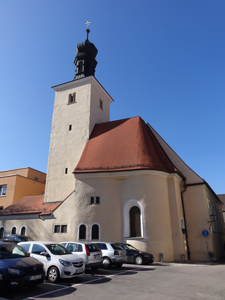 Regensburg, ehem. Johanniterkirche St. Leonhard, erbaut ab 1130, eine der ltesten Hallenkirche Bayerns (28.02.2021)