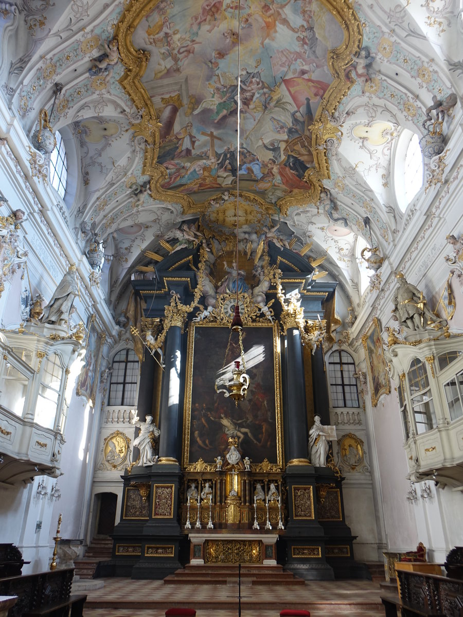 Regensburg, Hochaltar von 1669 in der St. Emmeran Kirche, Altarbild von Joachim von Sandrart (28.02.2021)
