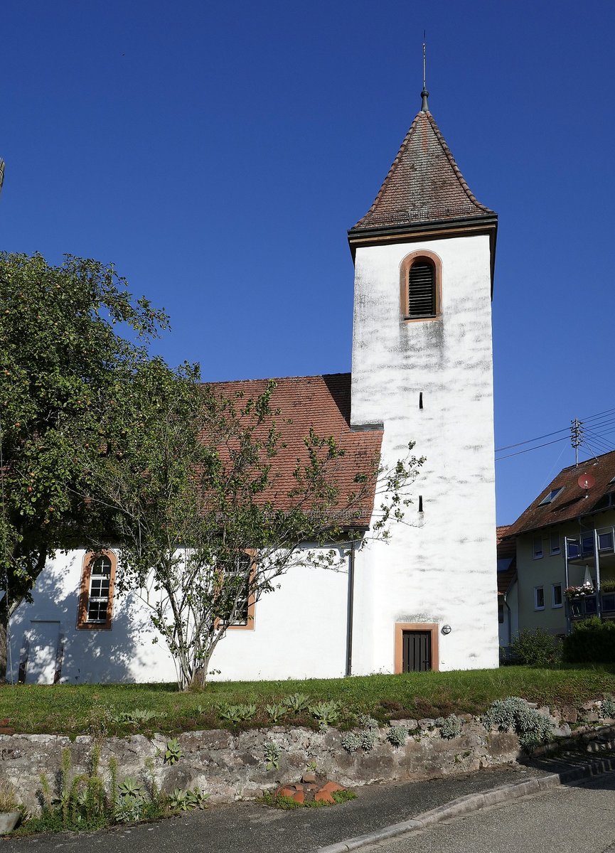 Reichenbach, Ortsteil der Gemeinde Freiamt, die evangelische Kirche, 1712 nach Kriegsschden neu eingeweiht, Sept.2019
