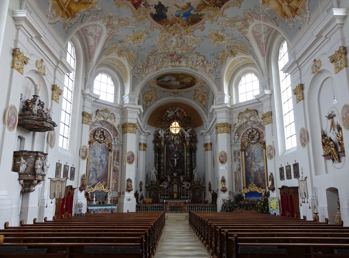 Reinstetten, Innenraum der St. Urban Kirche, Kanzel von 1623 (24.01.2016)