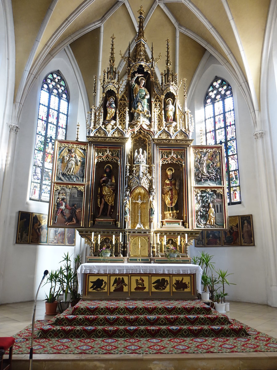 Reisbach, gotischer Hochaltar in der Pfarrkirche St. Michael (21.11.2016)