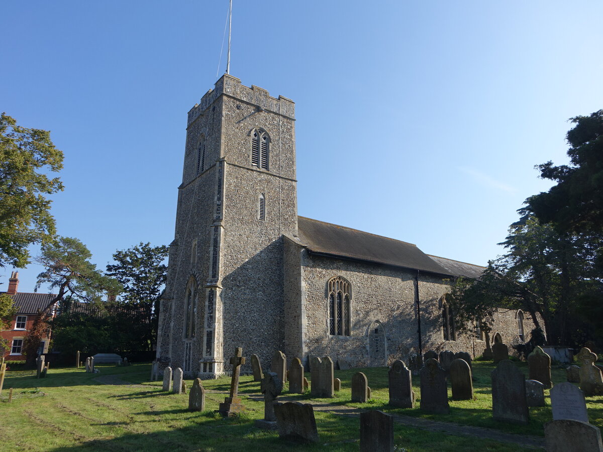 Rendham, Pfarrkirche St. Michael, erbaut im 14. Jahrhundert (07.09.2023)