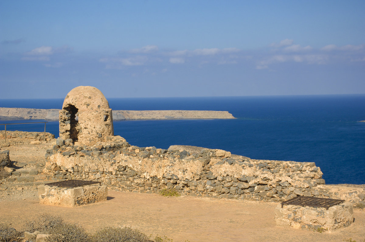 Reste der venezianischen Burg auf der Insel Gramvousa nrdlich von Kreta. Aufnahme: 20. Oktober 2016.