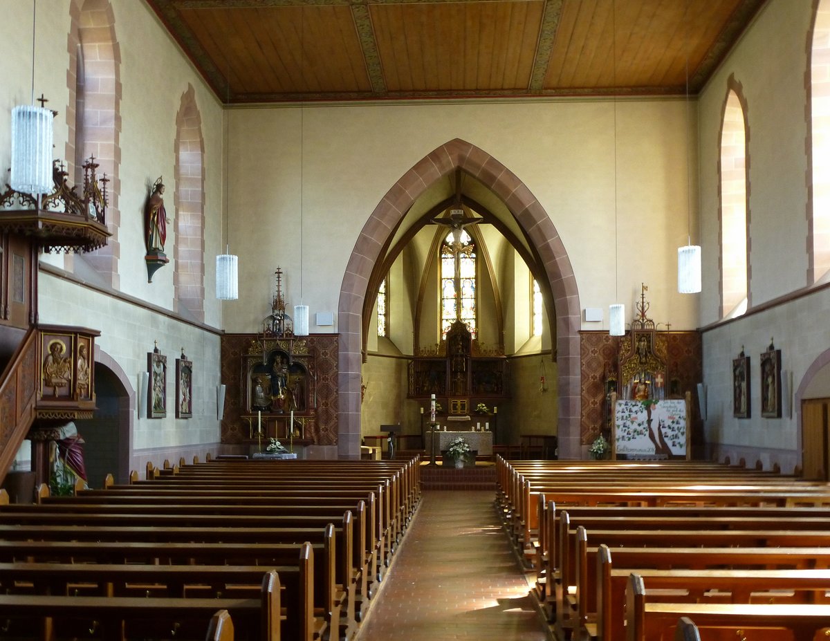 Reute, Blick in den Innenraum der Kirche St.Felix und Regula, April 2016