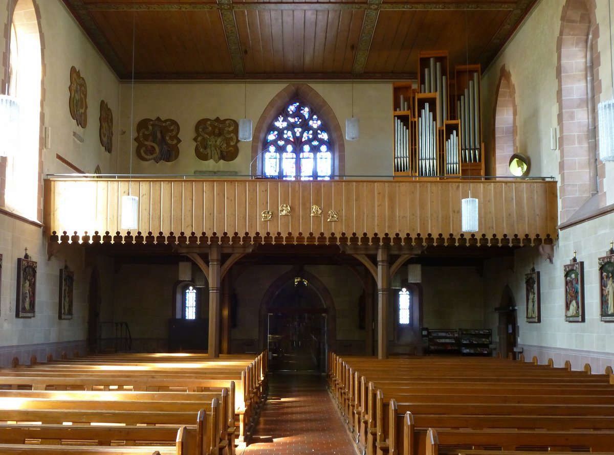 Reute, Blick zur Orgelempore in der Kirche St.Felix und Regula, April 2016