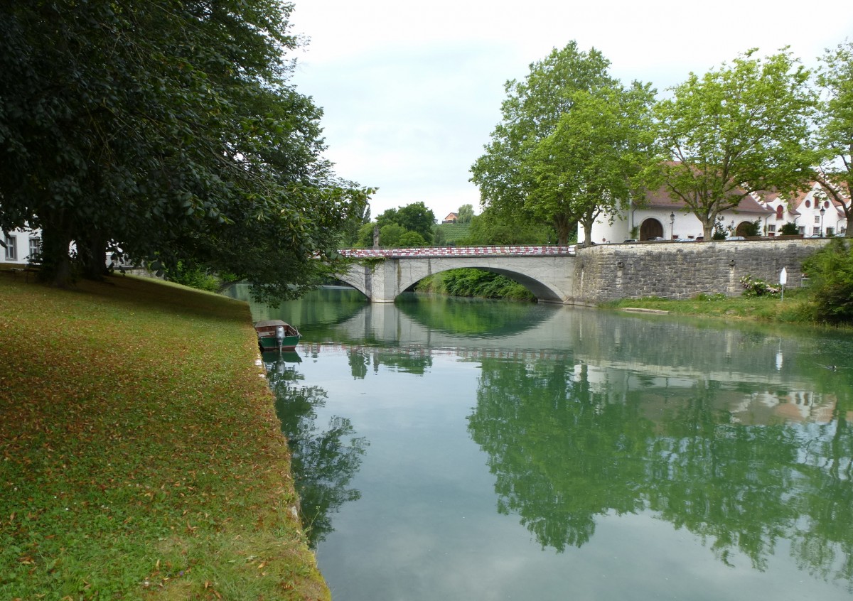 Rheinau, die Brcke zur Rheininsel, Juli 2013