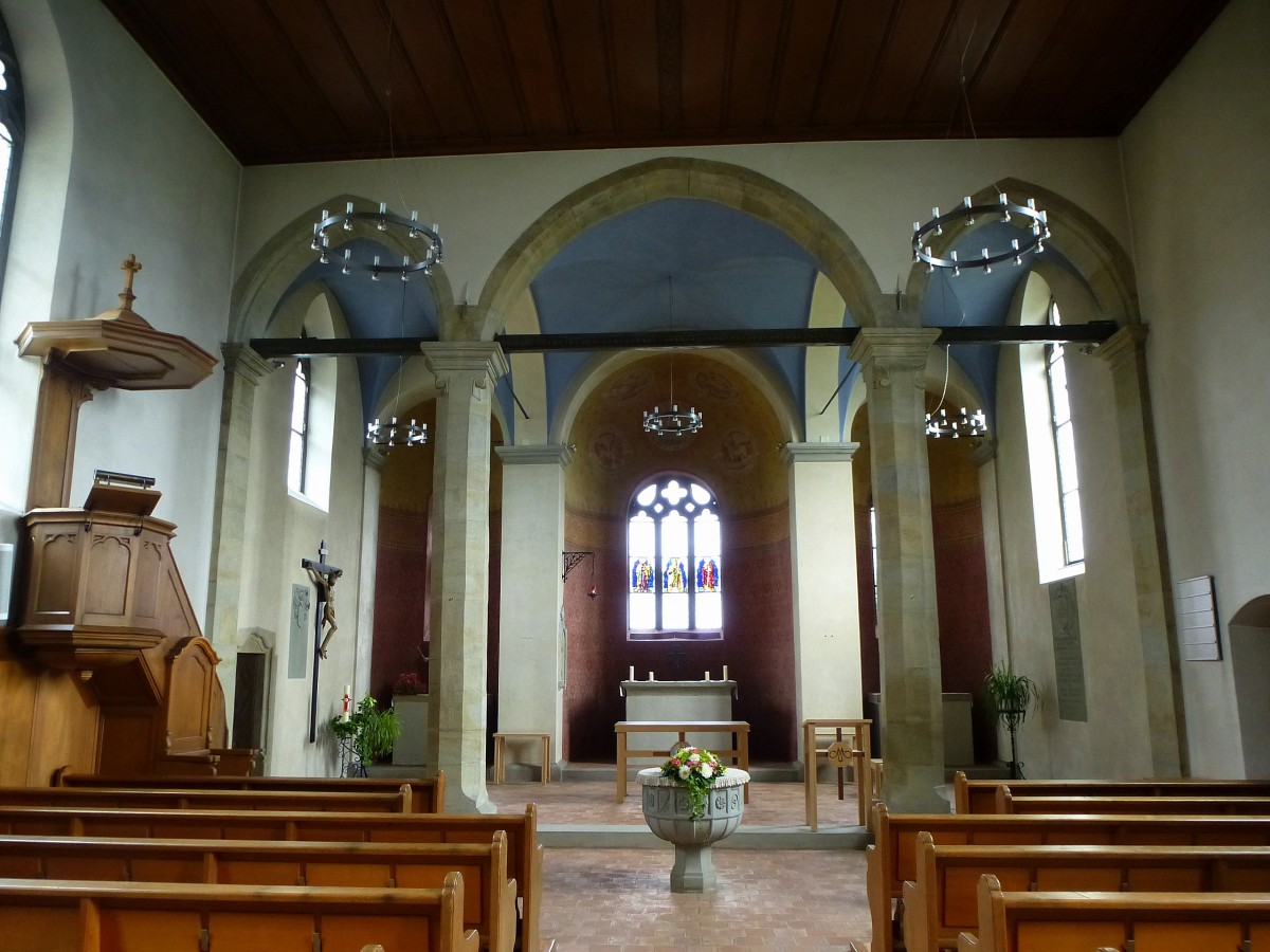 Rheinau, der Innenraum der Bergkirche St.Nikolaus, Juli 2013