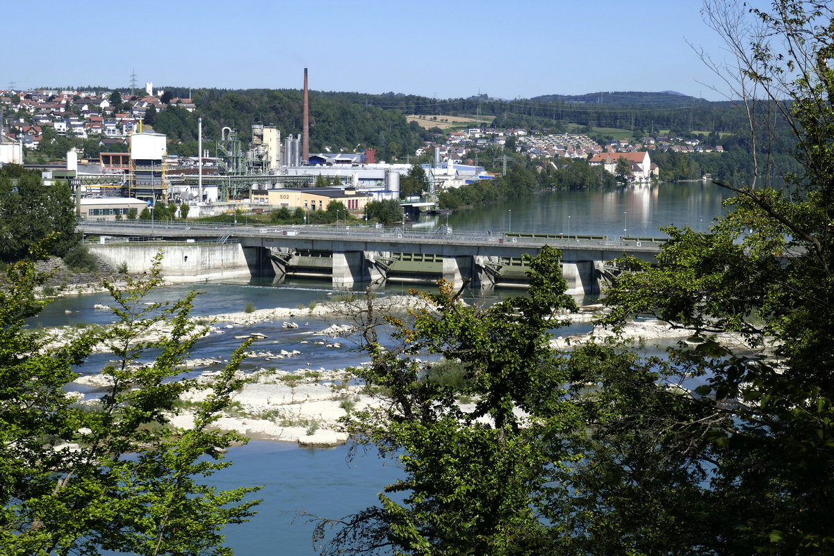 Rheinfelden AG, Blick auf das Wasserkraftwerk am Rhein, Sept.2019