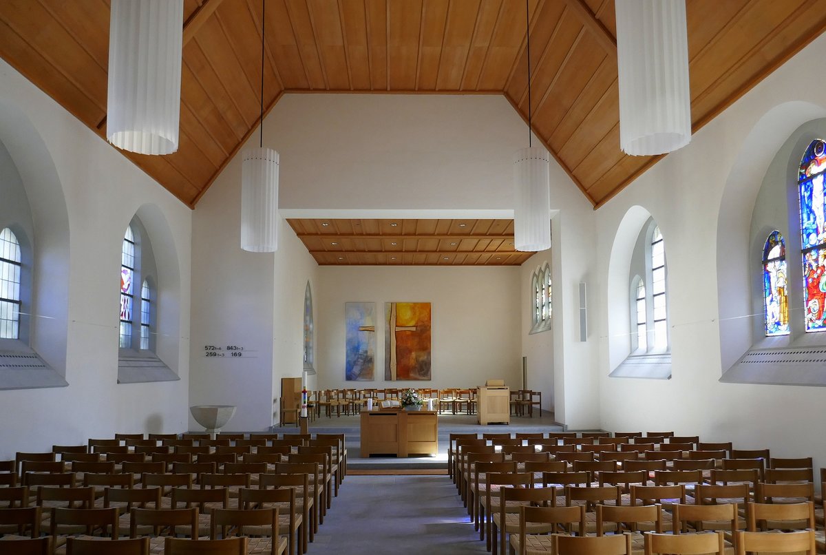 Rheinfelden AG, Blick zum Altar in der ev.-ref. Kirche, Sept.2019