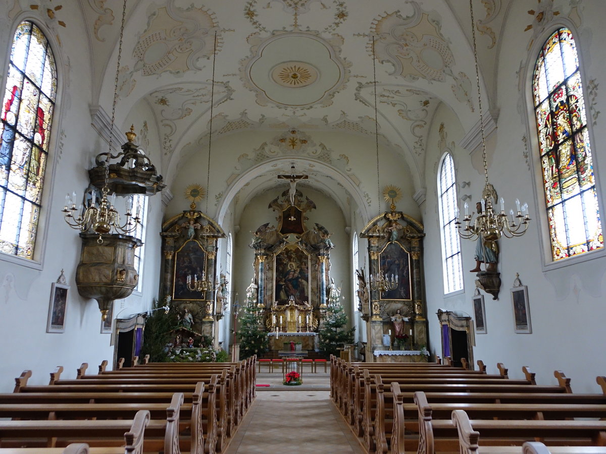 Riedern am Wald, barocker Innenraum der Klosterkirche St. Leodegar (31.12.2018)