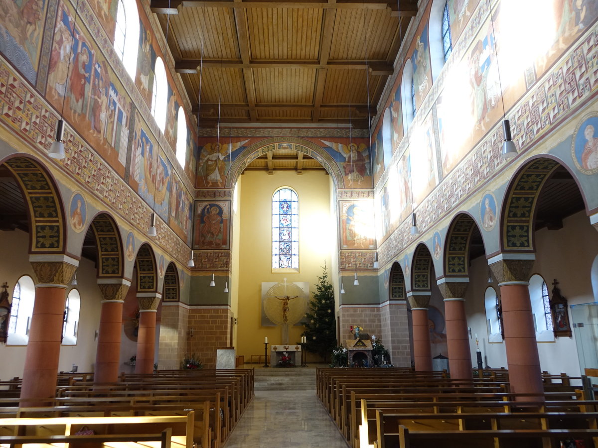 Rittersbach, Innenraum der kath. St. Georg Kirche, Malereien von Fritz Kohlund (24.12.2018)
