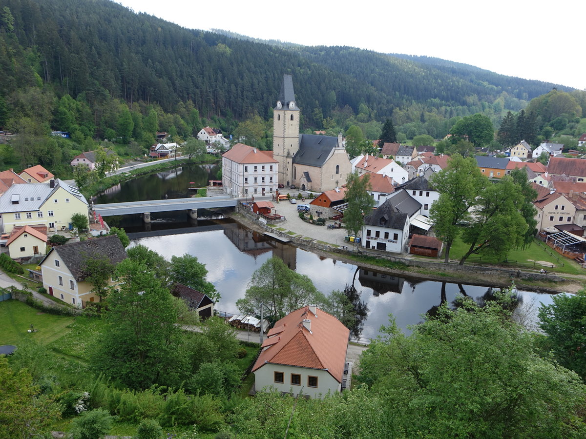 Romberk nad Vltavou, gotische St. Marien Kirche an der Moldau, erbaut ab 1271 (26.05.2019)