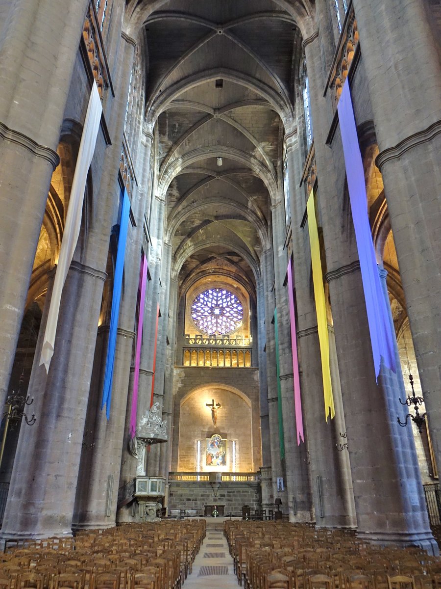 Rodez, gotischer Innenraum der Kathedrale Notre-Dame, Altar aus dem 16. Jahrhundert (31.07.2018)