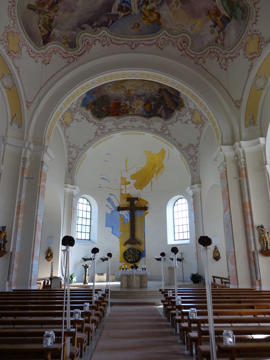 Rhrnbach, Chor der kath. Pfarrkirche St. Michael, erbaut bis 1748 (22.10.2018)