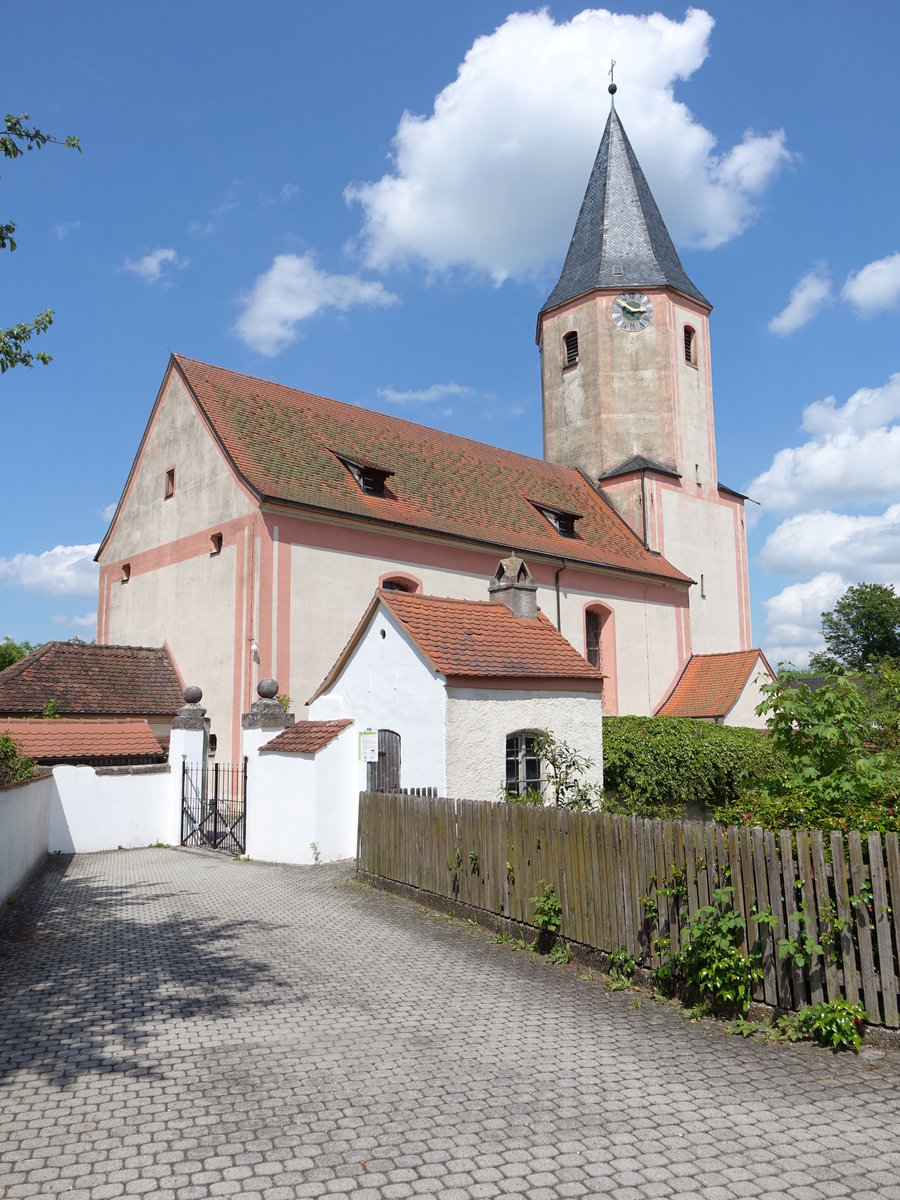 Rttenbach, St. Ulrich Kirche, erbaut bis 1668, Umbau von 1739 bis 1742 (26.05.2016)