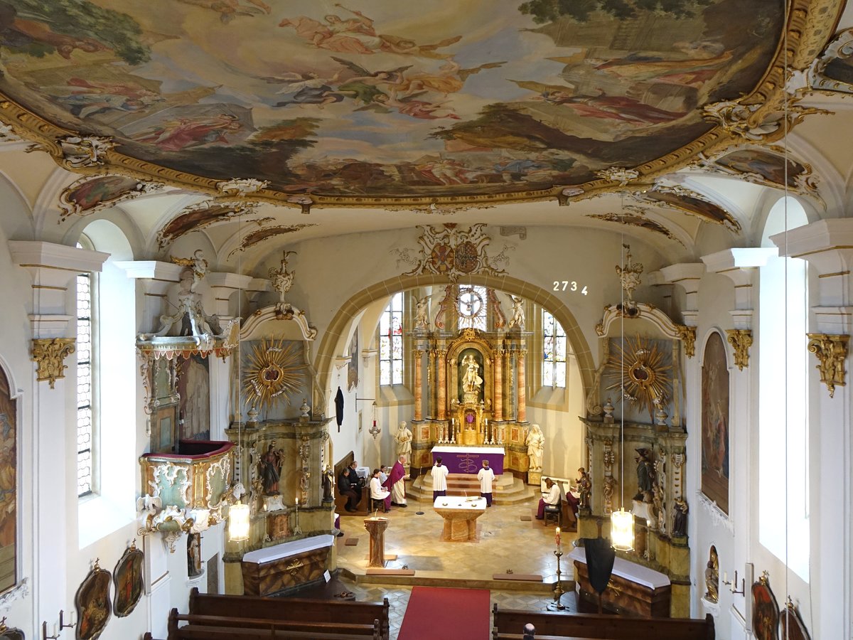 Rttingen, barocker Innenraum der St. Gangolf Kirche (13.03.2016)
