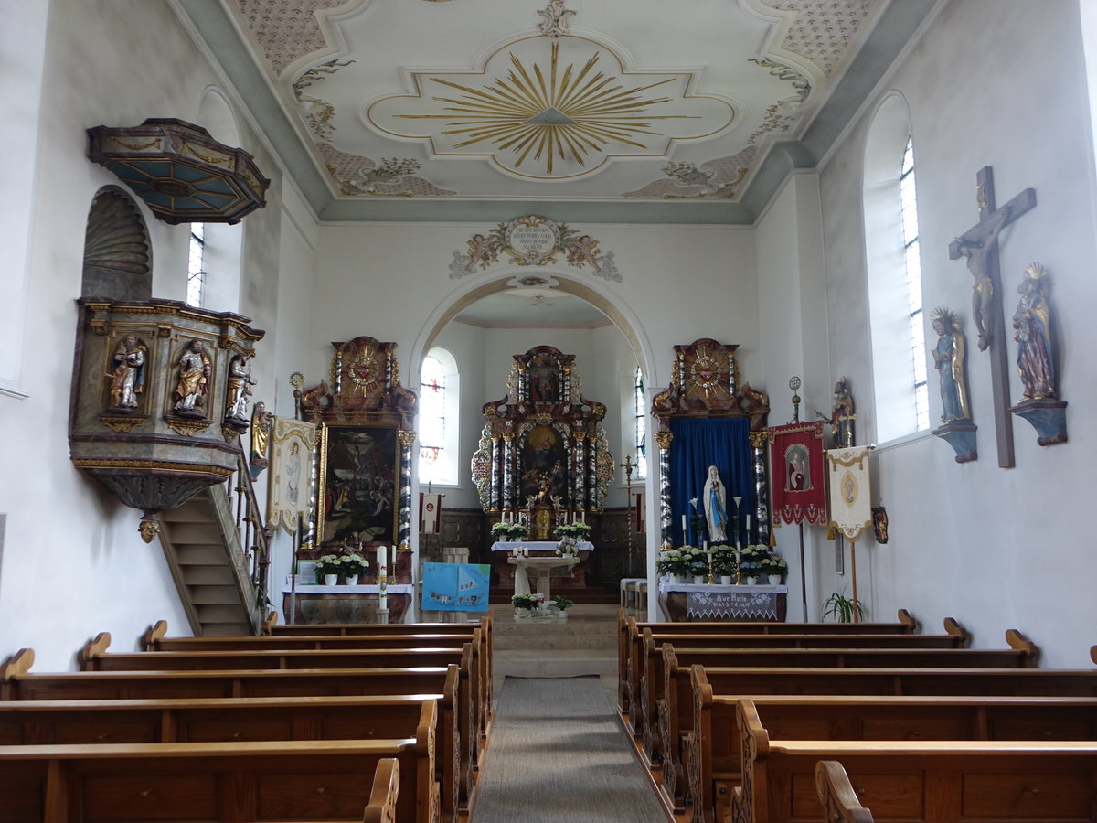 Rosswangen, barocker Innenraum der St. Johannes Kirche (21.05.2017)