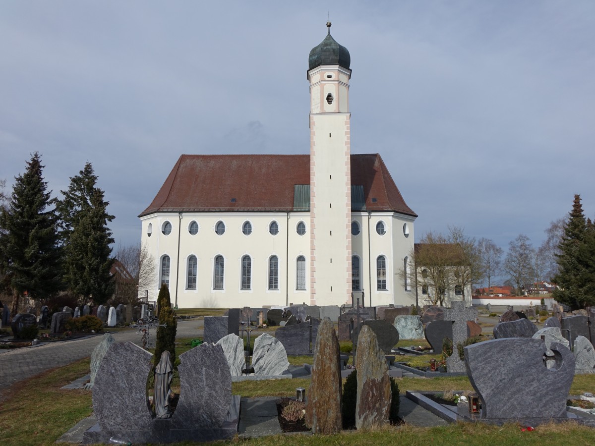 Rot a. d. Rot, Friedhofskirche St. Johann, Saalkirche erbaut 1737–1741 (29.01.2016)