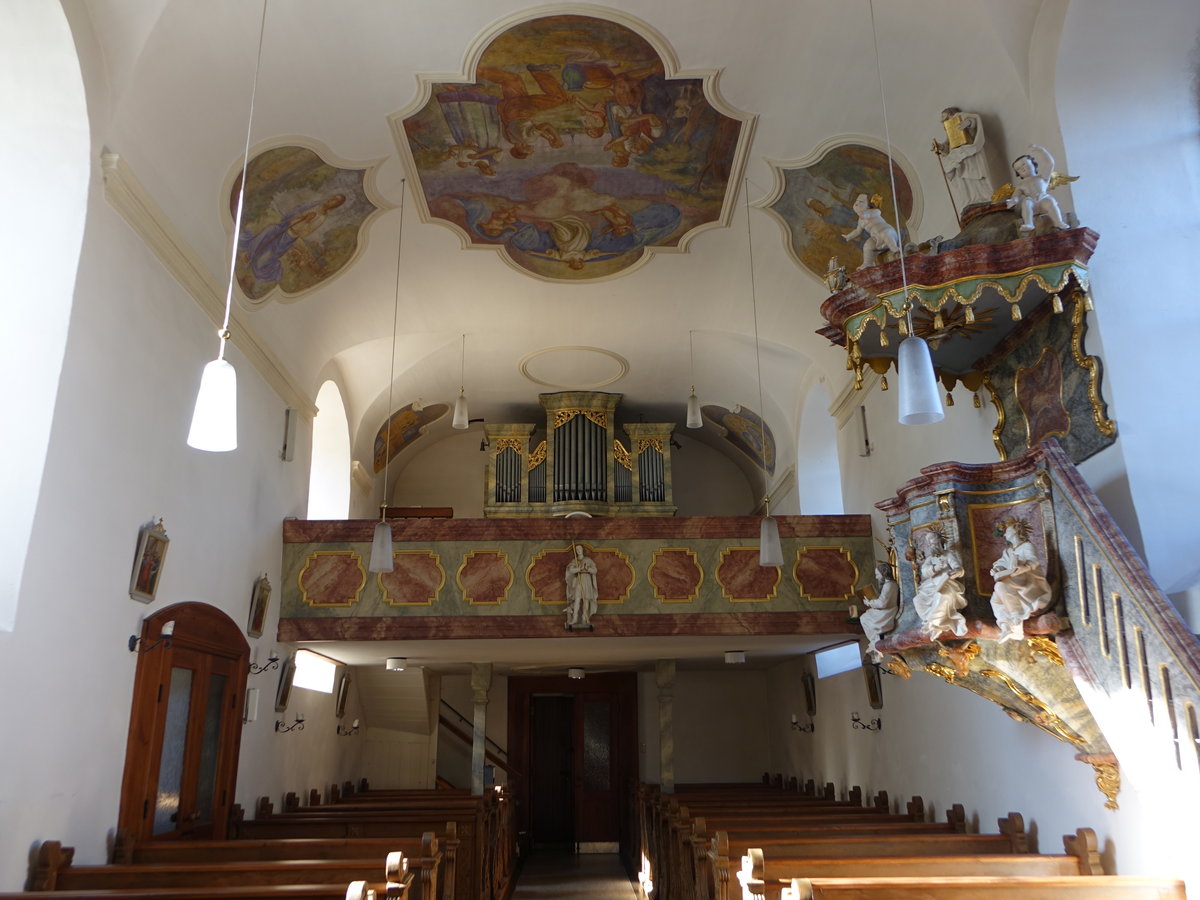 Rothmannsthal, Orgelempore in der kath. Maria Himmelfahrt Kirche (14.10.2018)
