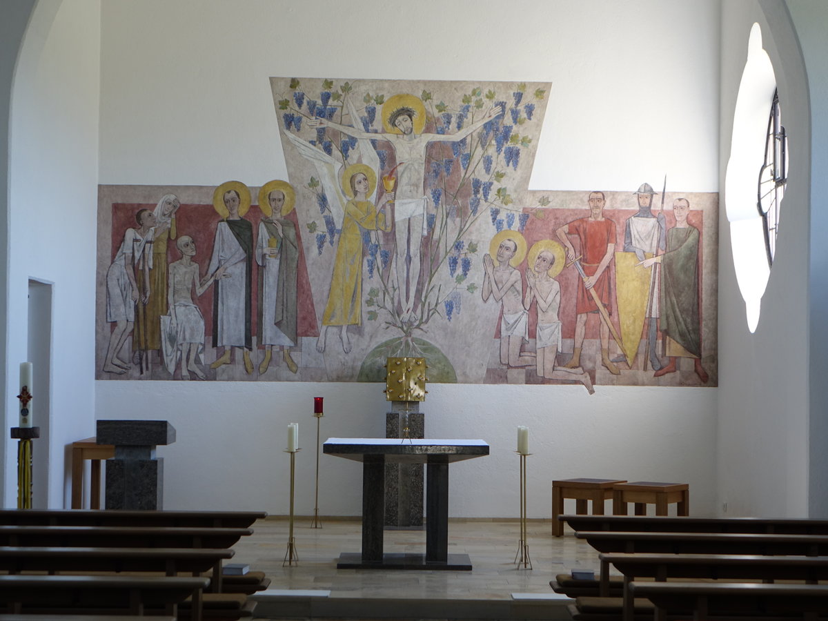Rothof, St. Cosmas und Damian Kirche, groes Wandgemlde im Chor von Karl Manninger (27.05.2017)