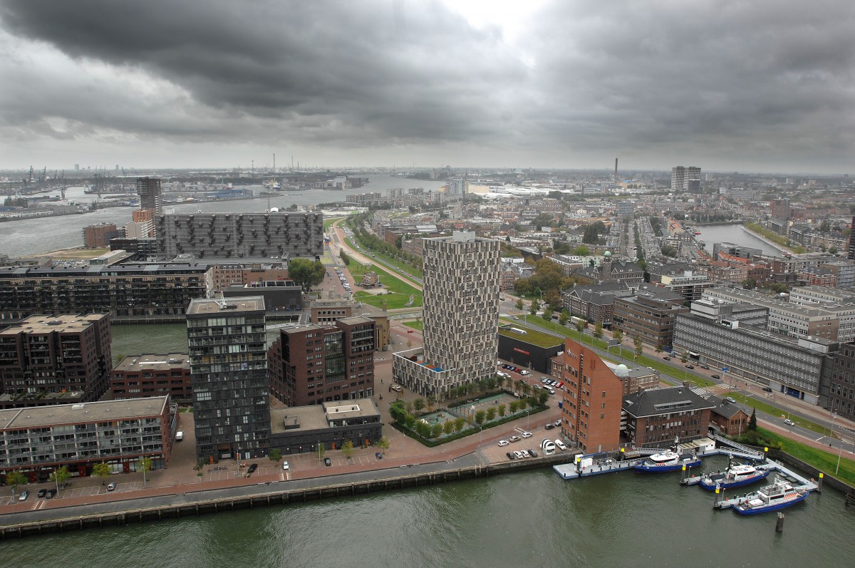 Rotterdam vom Euromast aus gesehen. Aufnahmedatum: 16. Oktober 2011.