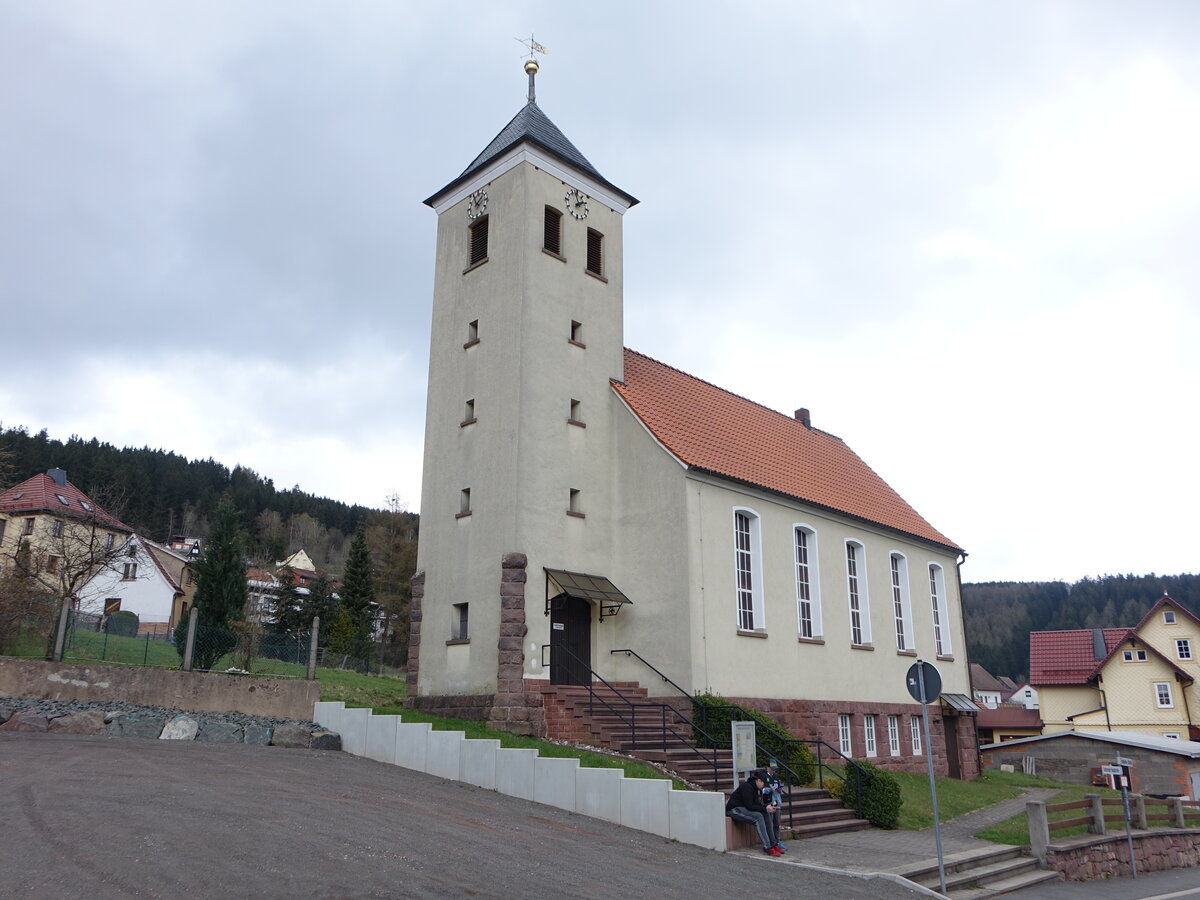 Rotterode, evangelische St. Johannes Kirche, erbaut 1955 (15.04.2022)